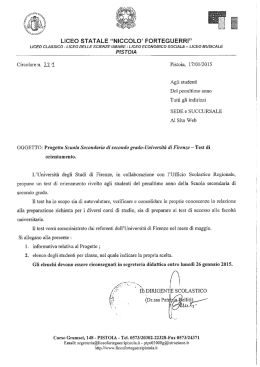 Circ.221 – Test orientamento classi quarte Università di Firenze