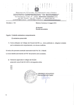 Tabella valutazione comportamento