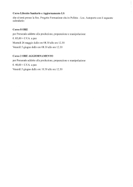Corso Libretto Sanitario e Aggiornamento LS