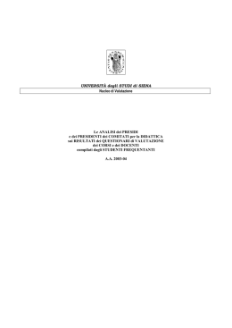 UNIVERSIT&Agrave; degli STUDI di SIENA Nucleo di Valutazione