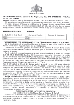 pubblicazione di matrimonio - Sito Istituzionale del Comune di