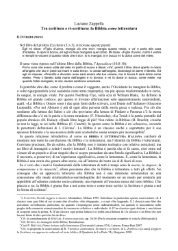 Luciano Zappella Tra scrittura e ri-scrittura: la Bibbia come letteratura