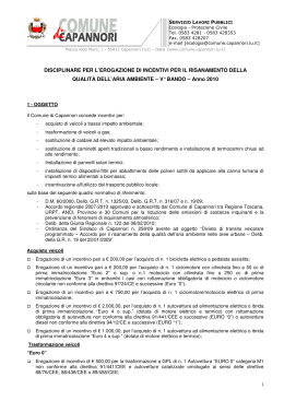 DISCIPLINARE PER L`EROGAZIONE DI INCENTIVI PER IL
