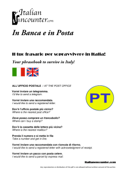 In Banca e in Posta - ItalianEncounter.com