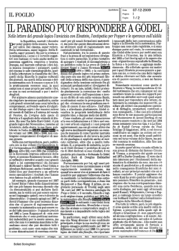 IL PARADISO PUO` RISPONDERE A GODEL