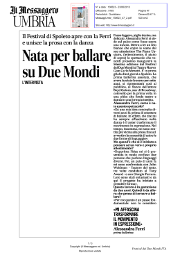 23/06/2013 Il Messaggero Umbria Nata per ballare su Due MondiIl