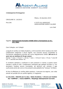 Commissione Formazione Milano, 18 dicembre 2015 CIRCOLARE