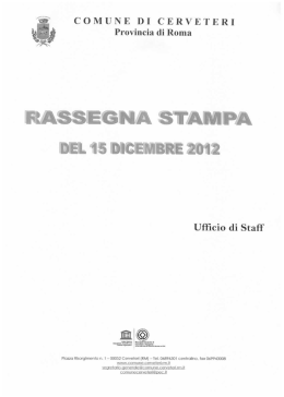 Rassegna Stampa del 15 Dicembre 2012