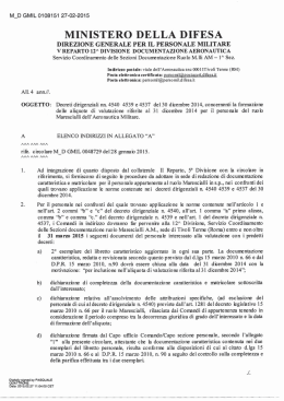 Avanzamento Sottufficiali AM - aliq. 2014