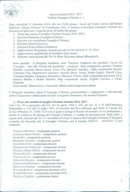 Anno scolastico 2014 « 2015 Verbale Consiglio d`Istituto n. 1 Oggi