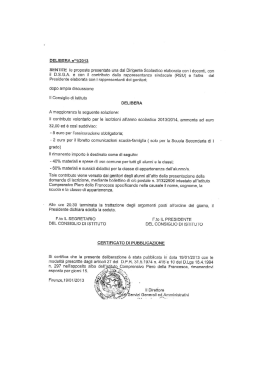 DELIBERA n°1/2013 SENTITE le proposte presentate una dal