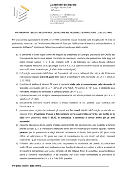 Informativa per praticante - Consiglio Provinciale di Cuneo