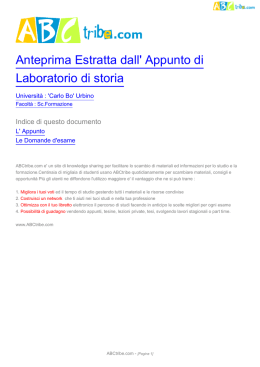 Anteprima Estratta dall` Appunto di Laboratorio di storia