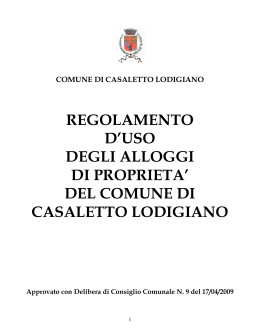 Regolamento Condomini - Comune di Casaletto Lodigiano