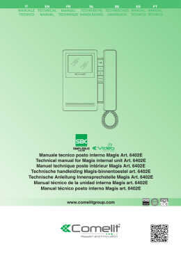 Manuale tecnico posto interno Magis Art. 6402E Technical