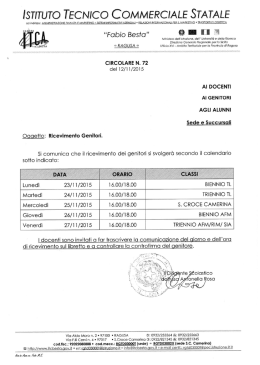 Ricevimento genitori dal 23/11 al 27/11. Vedi ciroclare