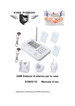 GSM Sistema di allarme per la casa S100/S110 Manuale d`uso