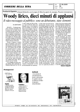 Corriere della sera - Woody lirico dieci minuti di applausi