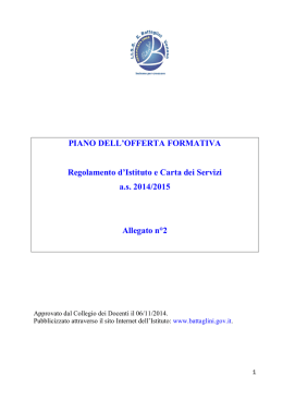 PIANO DELL`OFFERTA FORMATIVA Regolamento d`Istituto e Carta