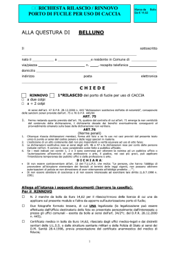 Stampato per il rilascio/rinnovo della licenza di caccia