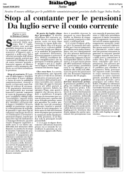 Stop al contante per le pensioni Da luglio serve il conto corrente