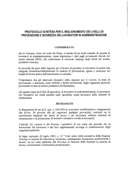 protocollo di intesa per il miglioramento dei livelli di prevenzione e