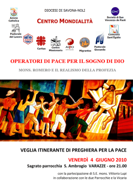 veglia itinerante di preghiera per la pace venerd&igrave; 4