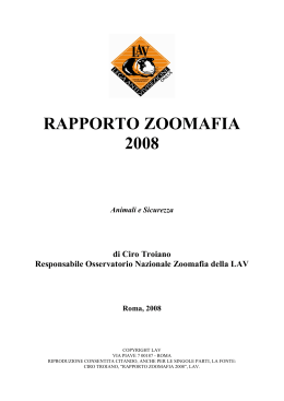 Osservatorio nazionale zoomafia. Rapporto 2008
