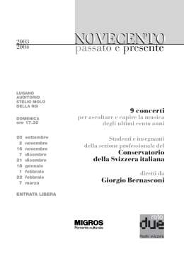 La sragione 2003-04 - Conservatorio della Svizzera Italiana