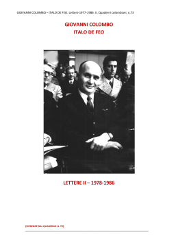 73. Giovanni Colombo/Italo de Feo. II Lettere 1978-1986