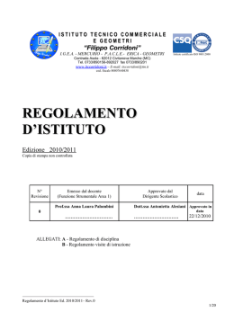 REGOLAMENTO D`ISTITUTO