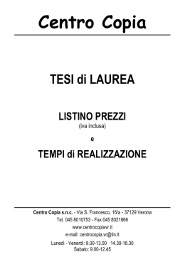 Listino Tesi e tempi di realizzazione