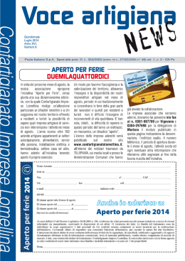 Voce Artigiana News n. 08 &ndash; Luglio 2014