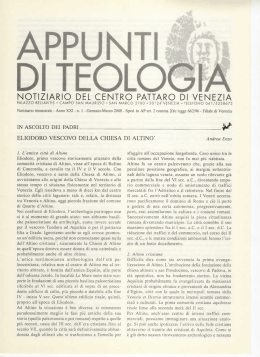Visualizza il n. 1 del 2008 - Centro di studi teologici Germano Pattaro
