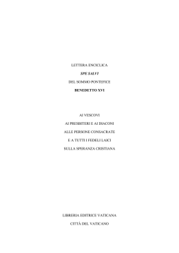 Lettera enciclica SPE SALVI del Sommo pontefice Benedetto XVI