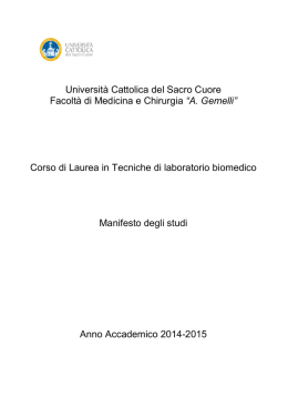 Tecniche di laboratorio biomedico - Universit&agrave; Cattolica del Sacro