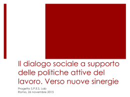 Il dialogo sociale a supporto delle politiche attive del