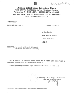 Orario ricevimento professori sedi Petrarca e Giotto