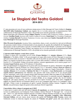 tutti gli eventi in cartellone della stagione del goldoni