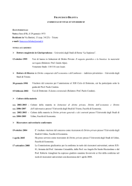 Curriculum completo - Università degli Studi di Trieste
