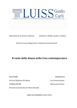 Il ruolo della donna nella Cina contemporanea Introduzione