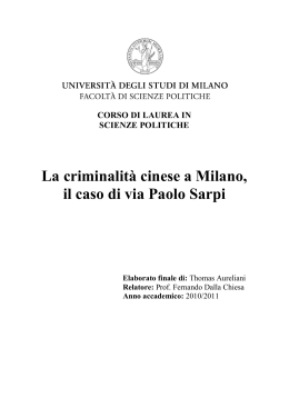 La criminalità cinese a Milano, il caso di via Paolo Sarpi