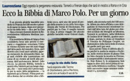 Ecco la Bibbia di Marco Polo. Per un giorno