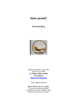 Siate pronti! - Faithful Church of God in Laodicea