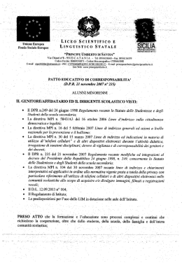 Patto educativo di corresponsabilit&agrave; Minorenni