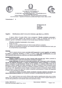 Distribuzione Libretti Scolastici Personali 2015-2016
