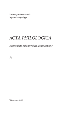 Książka ACTA 31.indb - Acta Philologica