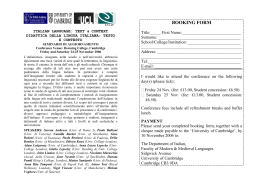 booking form - Associazione Italiana di Linguistica Applicata