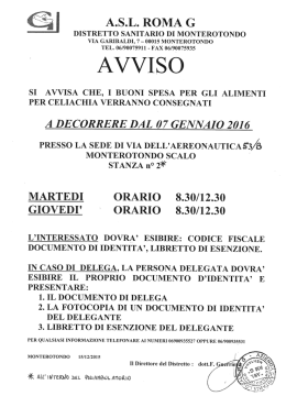 Buoni Celiachia - Comune di Mentana