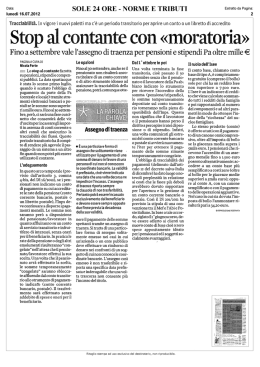 Stop al contante con &laquo;moratoria